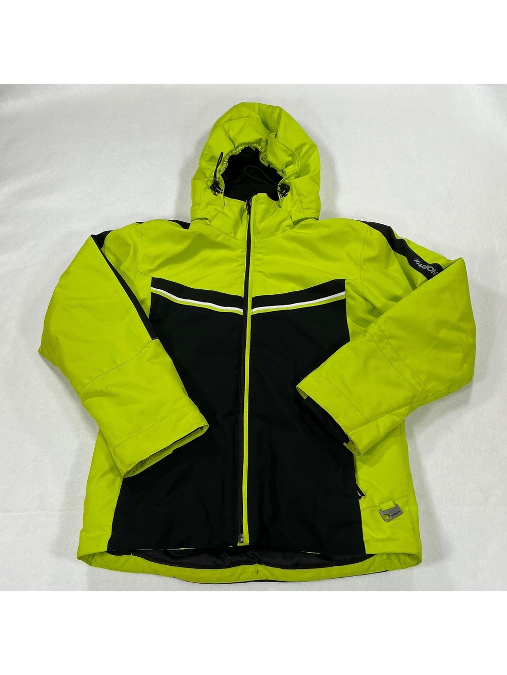 Karbon Youth Insulated Ski Jacket Size 14 Neon Yellow Black Waterproof Winter